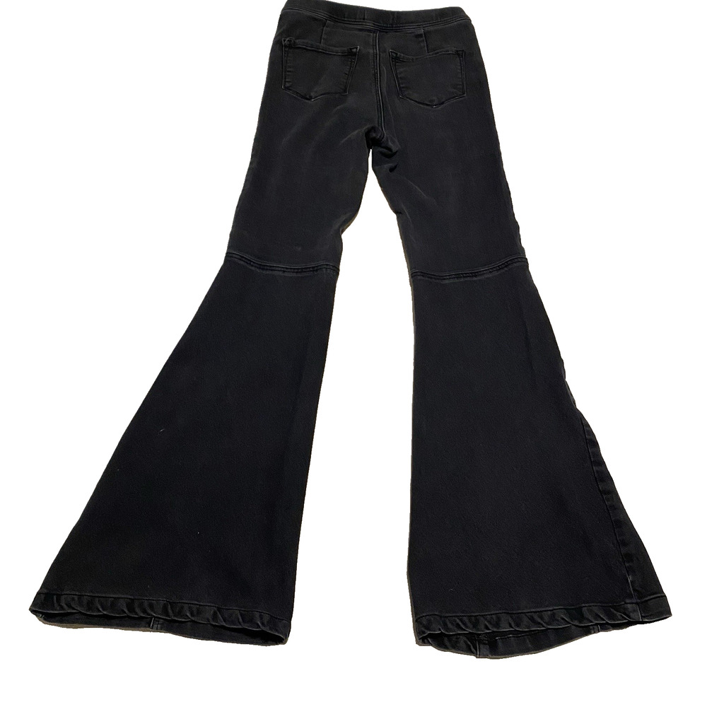 Cello Womens Flare Jeans Sz Small Black Denim Super Wide Leg Boho Festival Pants